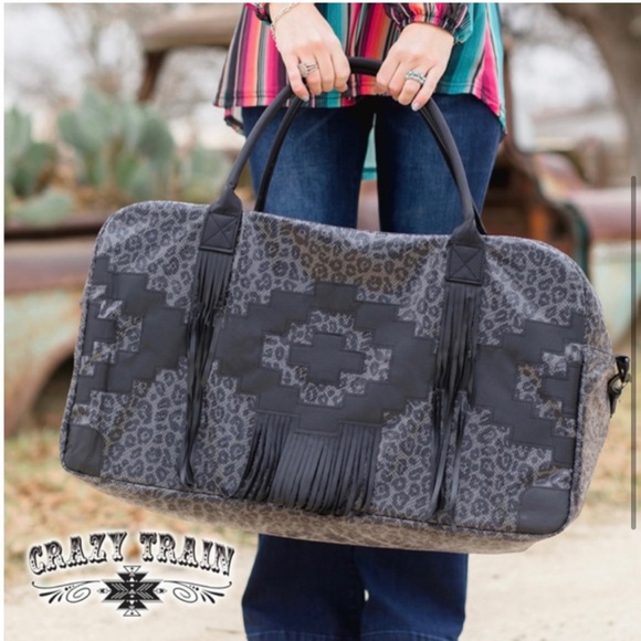 Crazy Train Duffle Bag - BLACK LEOPARD FRINGE - Picture 5 of 5